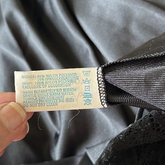 VTG 70s Nightgown Black Lace Bodice Long Maxi Glam Whimsygoth Romantic Flowy USA - Picture 7 of 16